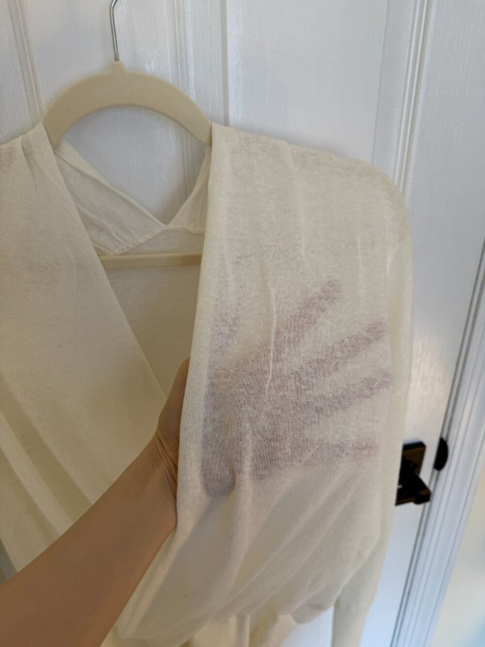 NWOT INSIS Femme Linen Wrap Top in Off White - Picture 4 of 7